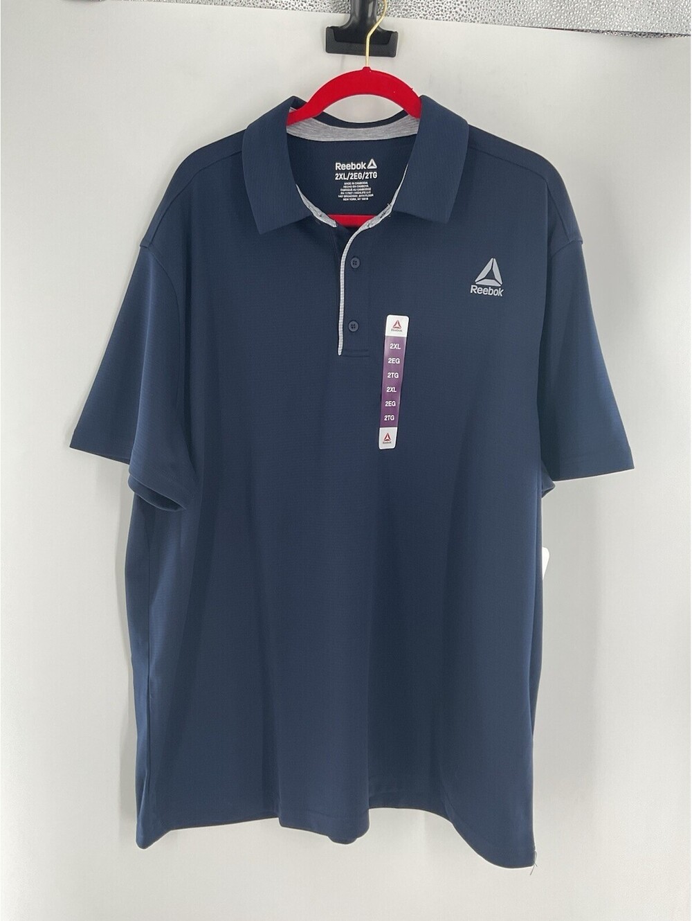 Reebok Men’s 2XL Navy Blue Polo Shirt NWT 007